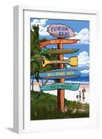 Florida Keys - Sign Destinations-Lantern Press-Framed Art Print