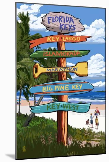 Florida Keys - Sign Destinations-Lantern Press-Mounted Art Print