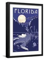 Florida - Lake at Night-Lantern Press-Framed Art Print