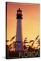 Florida - Lighthouse and Seagrass-Lantern Press-Stretched Canvas