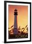 Florida - Lighthouse and Seagrass-Lantern Press-Framed Art Print