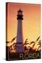 Florida - Lighthouse and Seagrass-Lantern Press-Stretched Canvas