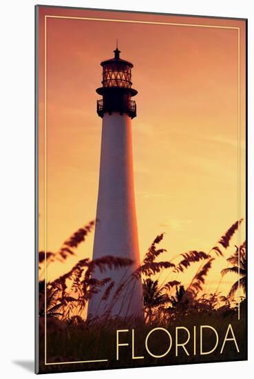 Florida - Lighthouse and Seagrass-Lantern Press-Mounted Art Print