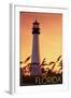 Florida - Lighthouse and Seagrass-Lantern Press-Framed Art Print