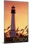 Florida - Lighthouse and Seagrass-Lantern Press-Mounted Art Print