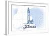 Florida - Lighthouse - Blue - Coastal Icon-Lantern Press-Framed Art Print