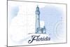 Florida - Lighthouse - Blue - Coastal Icon-Lantern Press-Mounted Art Print