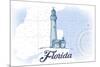 Florida - Lighthouse - Blue - Coastal Icon-Lantern Press-Mounted Premium Giclee Print