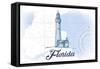 Florida - Lighthouse - Blue - Coastal Icon-Lantern Press-Framed Stretched Canvas