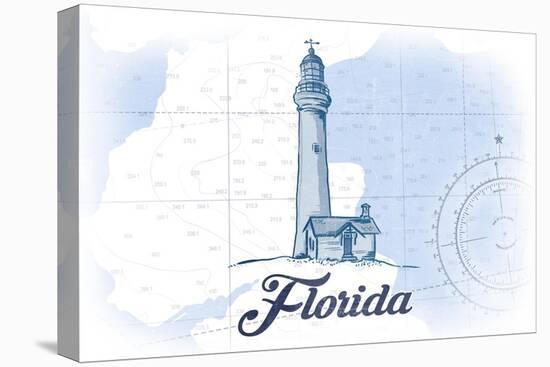 Florida - Lighthouse - Blue - Coastal Icon-Lantern Press-Stretched Canvas