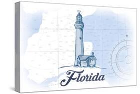 Florida - Lighthouse - Blue - Coastal Icon-Lantern Press-Stretched Canvas