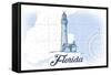 Florida - Lighthouse - Blue - Coastal Icon-Lantern Press-Framed Stretched Canvas