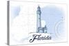 Florida - Lighthouse - Blue - Coastal Icon-Lantern Press-Stretched Canvas