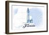 Florida - Lighthouse - Blue - Coastal Icon-Lantern Press-Framed Art Print