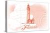Florida - Lighthouse - Coral - Coastal Icon-Lantern Press-Stretched Canvas