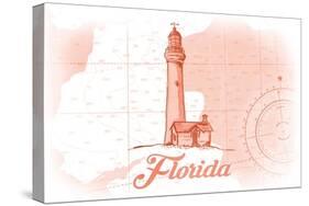 Florida - Lighthouse - Coral - Coastal Icon-Lantern Press-Stretched Canvas