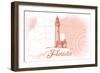 Florida - Lighthouse - Coral - Coastal Icon-Lantern Press-Framed Art Print