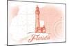 Florida - Lighthouse - Coral - Coastal Icon-Lantern Press-Mounted Art Print