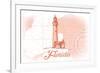 Florida - Lighthouse - Coral - Coastal Icon-Lantern Press-Framed Art Print