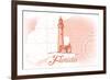 Florida - Lighthouse - Coral - Coastal Icon-Lantern Press-Framed Art Print