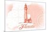 Florida - Lighthouse - Coral - Coastal Icon-Lantern Press-Mounted Art Print
