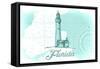 Florida - Lighthouse - Teal - Coastal Icon-Lantern Press-Framed Stretched Canvas