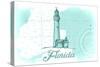 Florida - Lighthouse - Teal - Coastal Icon-Lantern Press-Stretched Canvas