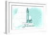 Florida - Lighthouse - Teal - Coastal Icon-Lantern Press-Framed Art Print