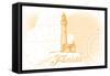 Florida - Lighthouse - Yellow - Coastal Icon-Lantern Press-Framed Stretched Canvas