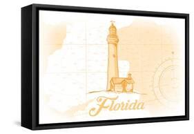 Florida - Lighthouse - Yellow - Coastal Icon-Lantern Press-Framed Stretched Canvas