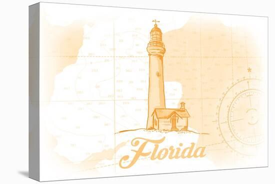 Florida - Lighthouse - Yellow - Coastal Icon-Lantern Press-Stretched Canvas