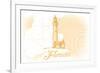 Florida - Lighthouse - Yellow - Coastal Icon-Lantern Press-Framed Art Print