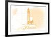 Florida - Lighthouse - Yellow - Coastal Icon-Lantern Press-Framed Art Print