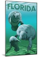 Florida - Manatees-Lantern Press-Mounted Art Print