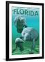 Florida - Manatees-Lantern Press-Framed Art Print