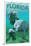 Florida - Manatees-Lantern Press-Framed Art Print