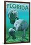 Florida - Manatees-Lantern Press-Framed Art Print