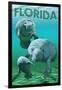 Florida - Manatees-Lantern Press-Framed Art Print