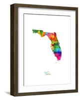 Florida Map-Michael Tompsett-Framed Art Print