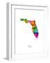 Florida Map-Michael Tompsett-Framed Art Print