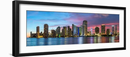 Florida, Miami Skyline at Dusk-John Kellerman-Framed Photographic Print