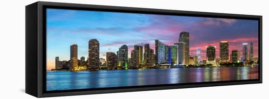 Florida, Miami Skyline at Dusk-John Kellerman-Framed Stretched Canvas