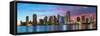 Florida, Miami Skyline at Dusk-John Kellerman-Framed Stretched Canvas