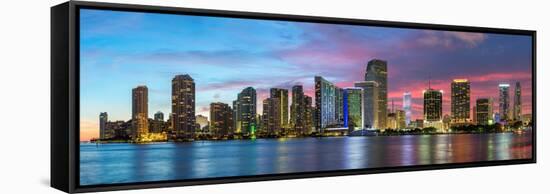 Florida, Miami Skyline at Dusk-John Kellerman-Framed Stretched Canvas