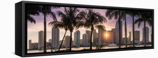 Florida, Miami Skyline at Sunset-John Kellerman-Framed Stretched Canvas