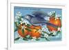 Florida - Mockingbird and Orange Blossoms, State Bird and Flower-Lantern Press-Framed Premium Giclee Print