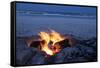 Florida, New Smyrna Beach, Campfire on the Beach-Lisa S. Engelbrecht-Framed Stretched Canvas