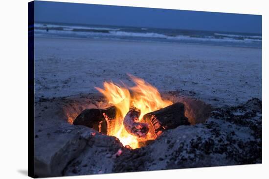 Florida, New Smyrna Beach, Campfire on the Beach-Lisa S. Engelbrecht-Stretched Canvas