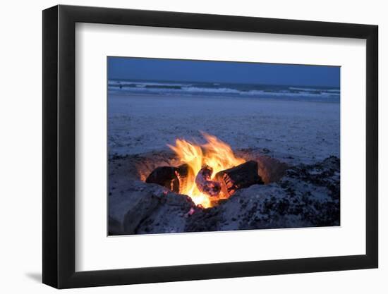 Florida, New Smyrna Beach, Campfire on the Beach-Lisa S. Engelbrecht-Framed Premium Photographic Print