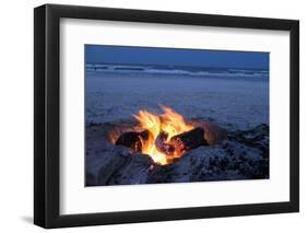 Florida, New Smyrna Beach, Campfire on the Beach-Lisa S. Engelbrecht-Framed Photographic Print